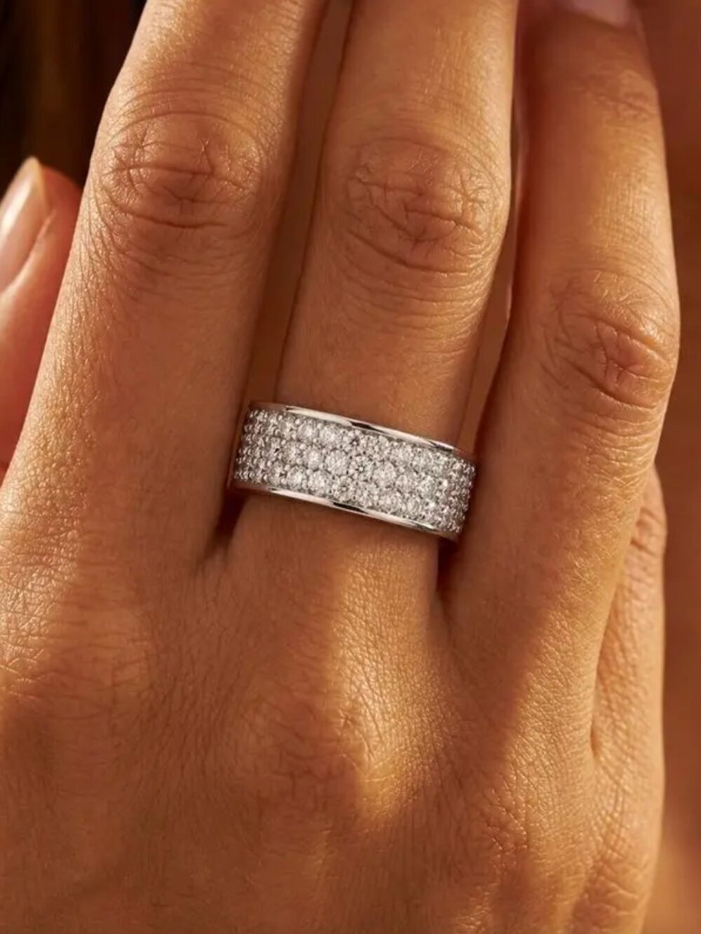 NEW 18k White Gold Diamond Eternity Ring Band Pave Diamond Ring